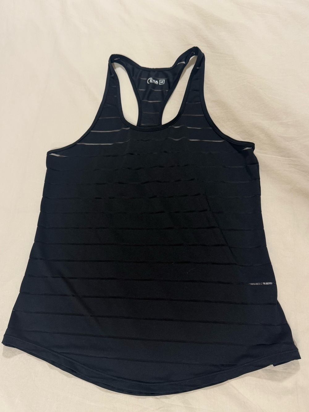 Ziya Black Sheer Stripe Racerback Tank